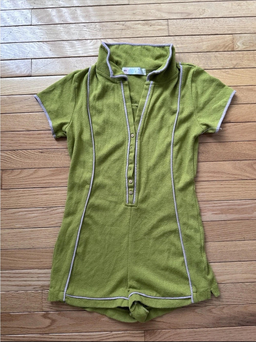 Free People  Cabana Beach Terry Romper Lime Green  Boho Festival XS